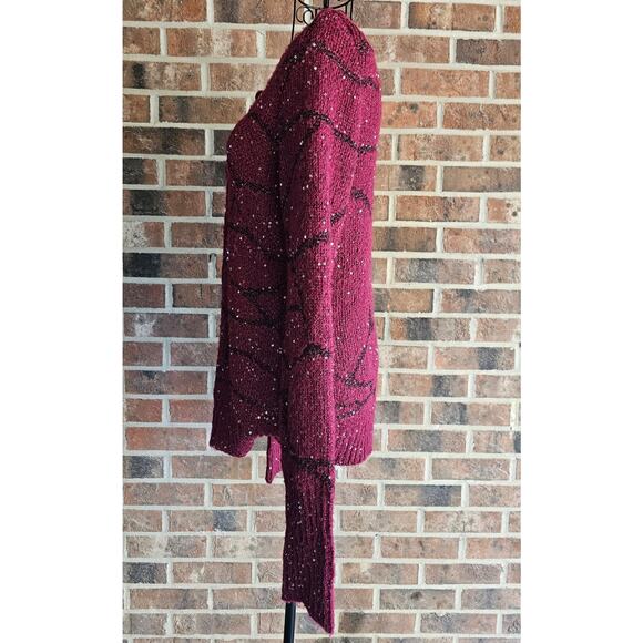 SIMPLY VERA Sweater VERA WANG Burgundy Red Sequine Metalic size Medium - Picture 3 of 8